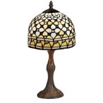 Fijalo - lampe de table tiffany avec base ondul�e s�rie queen d - 20cm