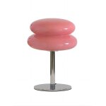 Lampe de table usb macaron en verre rose � intensit� variable de style bauhaus, design italien moderne ...
