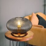 Globo lighting - lampe de table led verre fum� lampe de chevet r�tro salon, m�tal laiton, 1x e27 filament ...