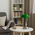 Lampe de table vintage  banquero  - e27 - nickel - vert