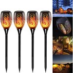 Lampe torche de jardin, 4 pack led lumi�res solaire flammes torche etanche ip65 lampe torche de jardin ...