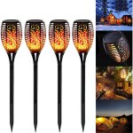 Lampe torche de jardin, 4 pack led lumi�res solaire flammes torche etanche ip65 lampe torche de jardin ...