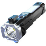Lampe torche led rechargeable, marteau de s�curit�, plastique, argent