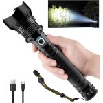 Lampe torche led ultra puissante, 600000 lumens lampe de poche rechargeable usb type - c, xhp70. 2 ajustable ...