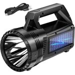 Lampe torche - torche solaire - 800 lumens, led de main, rechargeable �tanche, pour travail, voyage, ...