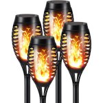 Lampe torche solaire de jardin, �clairage paysager �tanche � effet flamme led, balise ext�rieure, convient ...