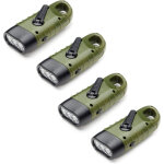 Lampe torche solaire rechargeable(lot de 4), led lampe durgence � dynamo manivelle flashlight avec mousqueton ...