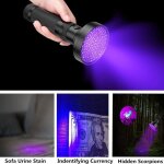 Lampe torche uv, 100 leds lampe de poche lumi�re noire 395nm lampe ultraviolette d�tecteur pour trouvez ...