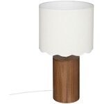 Lampe � poser en bois et abat - jour blanc dentel� h 50 cm - atmosphera