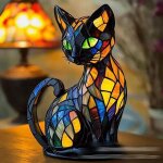 Lampe en vitrail animal - lampe chat en vitrail vintage veilleuse de chevet en forme d'animal faite à ... Lampe en vitrail animal - lampe chat en vitrail vintage veilleuse de chevet en forme d'animal faite à ...