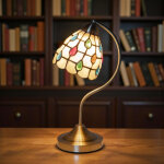 Lampe vitrail blossom � poser en verre et m�tal 33x16cm