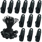24 pcs clip de tente bche avec 12x pince pour bache et 12x tendeur corde elastique, pince a oeillet ...