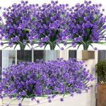 8 bundles extrieure artificielle faux fleurs arbustes rsistants aux uv plantes, faux plastique verdure ...