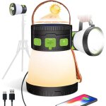 Lanterne de camping solaire 7800mah rechargeable 1500 lumens 8 modes de luminosit avec rgb et lampe ...