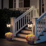 Lanterne solaire ext�rieure 2 en 1 avec pot de fleurs, lampe d�corative �tanche pour jardin terrasse ...