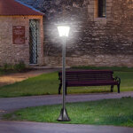 Lanterne solaire de jardin led 40 lumens, ip44 noir 18x18x160 cm, �clairage ext�rieur �tanche pour terrasse ...