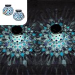 Lanterne solaire set rouge 2 pices led lampe de table dcorative en verre pour jardin boule avec lumire ...