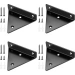Largeight - jamais utilis]4 pices equerre etagere murale, support etagere triangle, equerre metal noir, ...