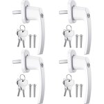 Largeight - 4pcs poignées de fenêtre verrouillable à clé en aluminium blanc poignée de porte de balcon ... Largeight - 4pcs poignées de fenêtre verrouillable à clé en aluminium blanc poignée de porte de balcon ...