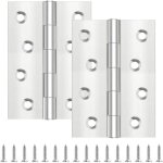 Largeight - jamais utilis]lot de 4 charnires de porte 100 mm x 70 mm en acier inoxydable pour porte ...