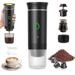 Largeight - machine  caf portable de voyage, expresso cafetire rechargeable 12v et sa pochette pour ...
