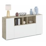 Tendencio - laska - buffet / commode 3 portes couleur chne alaska gris et blanc moderne et design. 150 ...