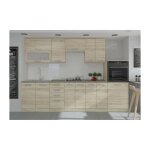 Les tendances - lassen cuisine complete l 300 cm avec demi - colonne four et hotte - decor chene sonoma ...