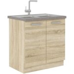 Lassen meuble bas de cuisine sous evier l 80 cm - decor chene clair sonoma