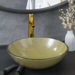 Lavabo de bain avec robinet et drain � poussoir verre tremp�