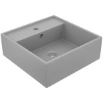 Vidaxl - lavabo carr� � trop - plein gris clair mat 41x41 cm c�ramique