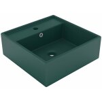 Vidaxl - lavabo carr� � trop - plein vert fonc� mat 41x41 cm c�ramique