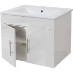 Hhg - lavabo + meuble sous vier 235, meuble sous vasque, poli miroir 60cm, blanc
