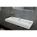 Bernstein - vasque moderne lavabo marbre coul, lave main  poser - bs6001 - 46x15x 70 cm - sans trou ...