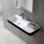 Bernstein - lavabo mural / vasque  poser twg202 en solide surface (solid stone) - noir / blanc mat - ...