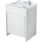 Lavabo en pvc en kit 60x50 pour intrieur / extrieur avec fermeture conomiseuse d?espace blanc