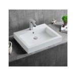 Bernstein - petit lavabo design mural vasque suspendue en marbre coul avec bonde pop - up - blanc - ...