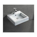 Bernstein - petit lavabo design mural vasque suspendue en marbre coul avec bonde pop - up - blanc - ...