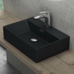 Lavabo � poser noir mat vasque suspendu en c�ramique lave mains rectangulaire de qualit� pour salle de ...