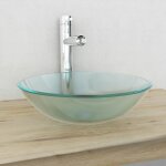 Vidaxl ? lavabo en verre tremp� d�poli 42 cm ? vasque � poser au - dessus du comptoir ? �paisseur 1, ...