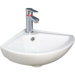 Ondee - zen - lave - mains d'angle pivoine - blanc - 35, 5x35, 5cm - cramique - avec trop plein