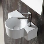 Lave main asymtrique droite - cramique blanc - 40x28 cm - pool
