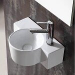 Lave main asymtrique droite - cramique blanc - 40x28 cm - pool