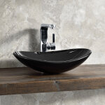 [neu. haus] - lave - main en verre securit 12 mm vasque lavabo sans trop plein 47 x 30, 5 x 13 cm noir ...
