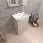 Kiamami valentina - lavoir pour buanderie 50cm avec planche  laver et portes en chne gris pratico