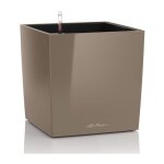 Lechuza - pot de fleur cube premium 50 - kit complet, taupe brillant