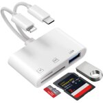 Lecteur de carte sd pour iphone ipad, lecteur de carte sd lightning usb c 3 en 2 avec emplacements sd ...