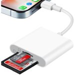 Lecteur de carte sd pour iphone / ipad, lecteur de carte sd / micro sd double emplacement 2 en 1, lecteur ...
