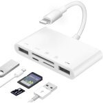 Lecteur de cartes sd / tf pour iphone, adaptateur usb 5 en 1 pour iphone, adaptateur pour appareil photo ...