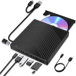 Lecteur cd dvd externe 7 en 1 pour pc windows 11 10, usb 3. 0 et type - c, graveur cd dvd + / - rw rom ...