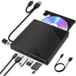 Lecteur cd dvd externe 7 en 1 pour pc windows 11 10, usb 3. 0 et type - c, graveur cd dvd + / - rw rom ...